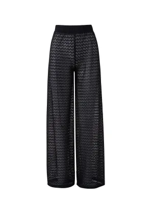 Sienna Elasticated Waist Flared Knit Pants Black