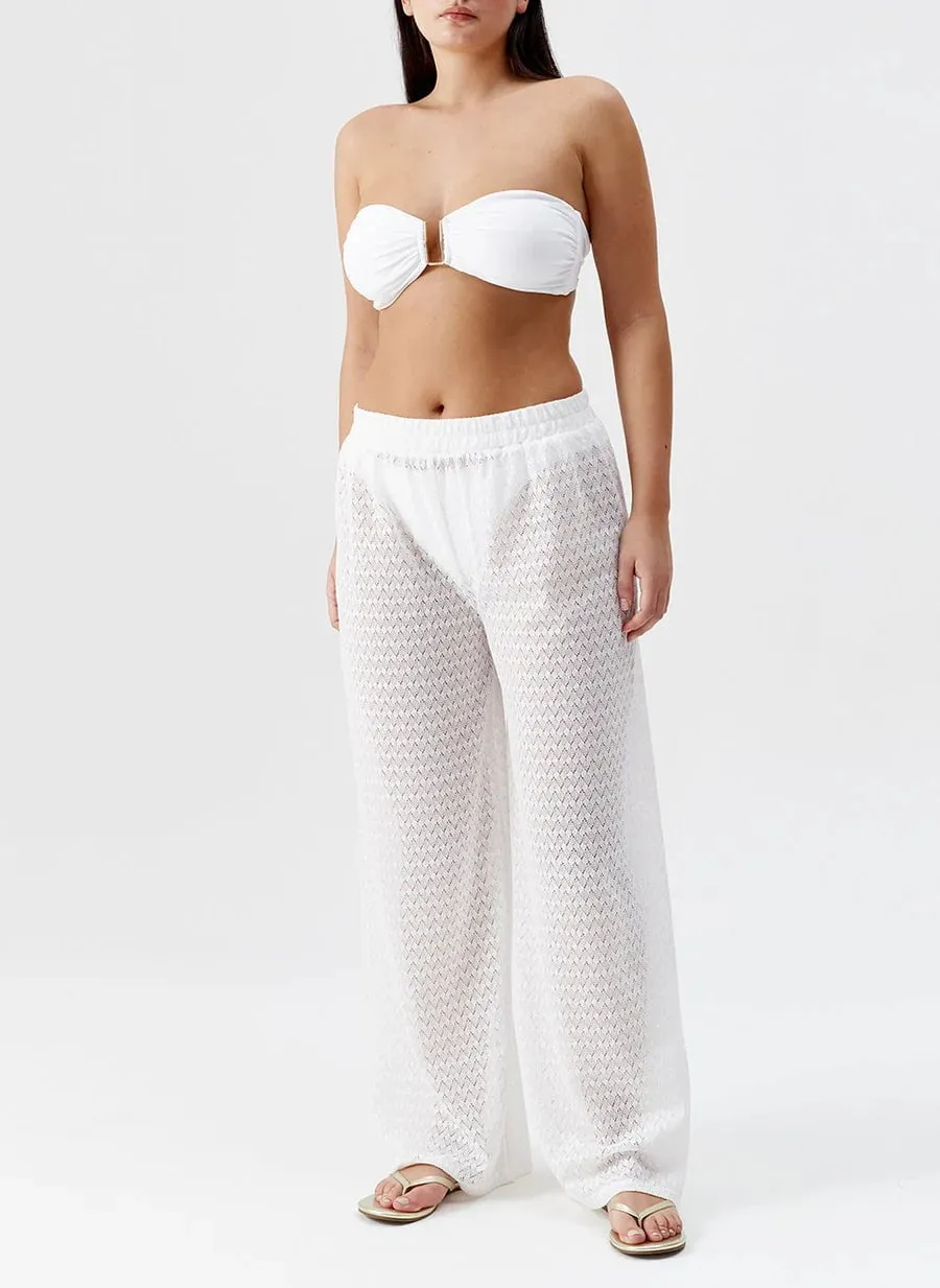 Sienna Elasticated Waist Flared Knit Pants White