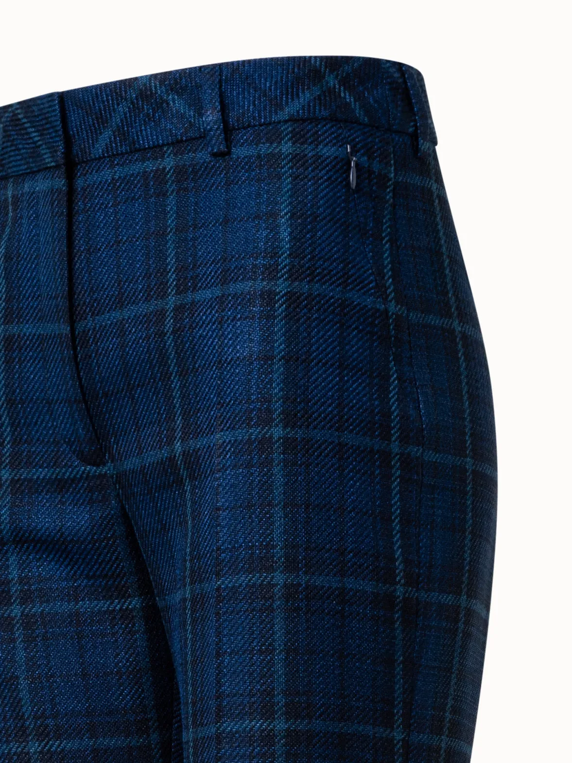 Silk Cotton Check Pants with Slight Bootcut