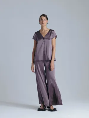 Silk Wide Leg Pants 'Leto' in Noble Purple