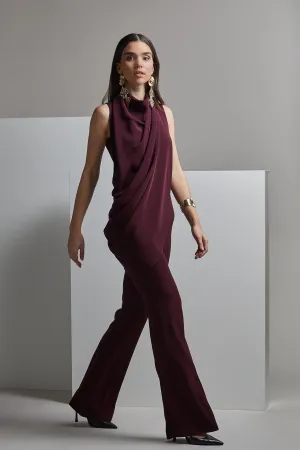 Sleeveless Draped Top with Flared Pants