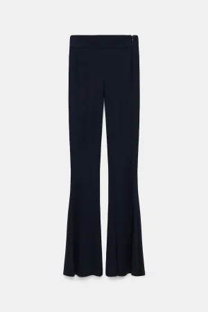 Slim Pants with Flared Let deep navy