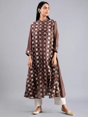 Star Shibori Jacket Dress In Brown (Set of 2)