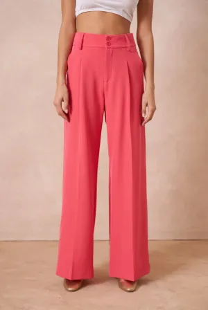 Timeless Double-Breasted Wide-Cut Plain Pants Fuchsia