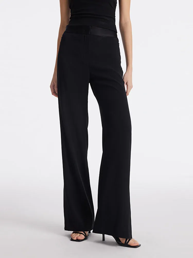 Triacetate Micro-Flared Slit Women Pants