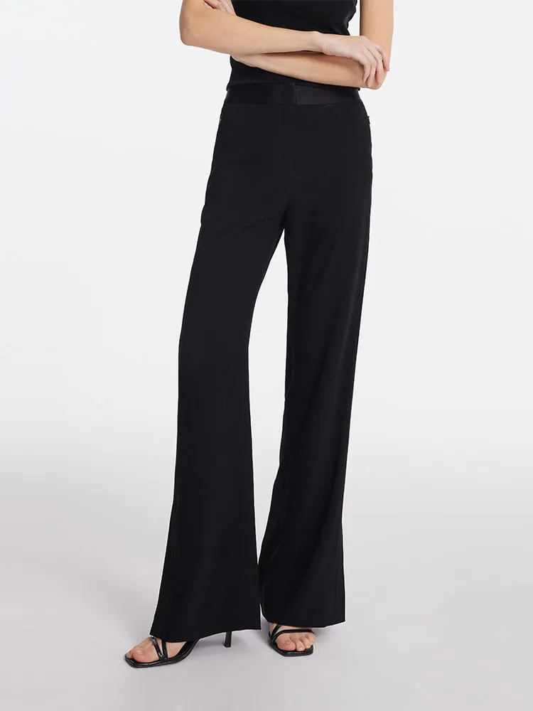 Triacetate Micro-Flared Slit Women Pants