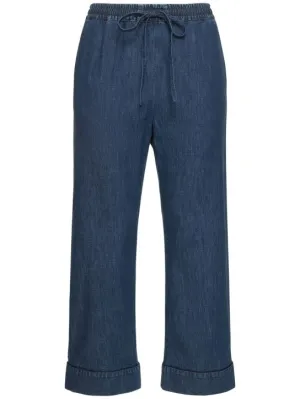 Valentino   Denim chambray wide leg pants 