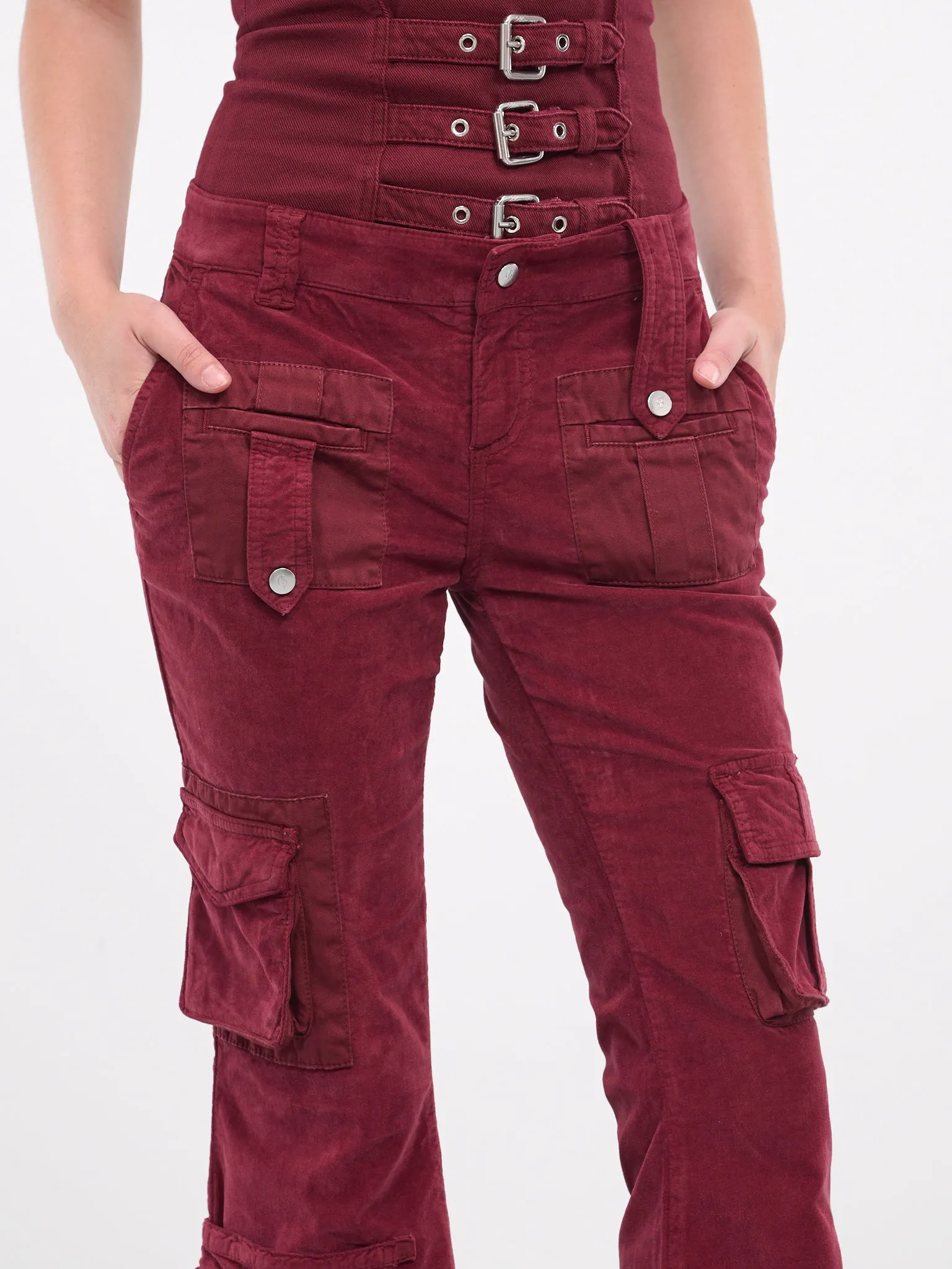 Velvet Flared Trousers (4P024A-N0745-PORT-ROYALE)