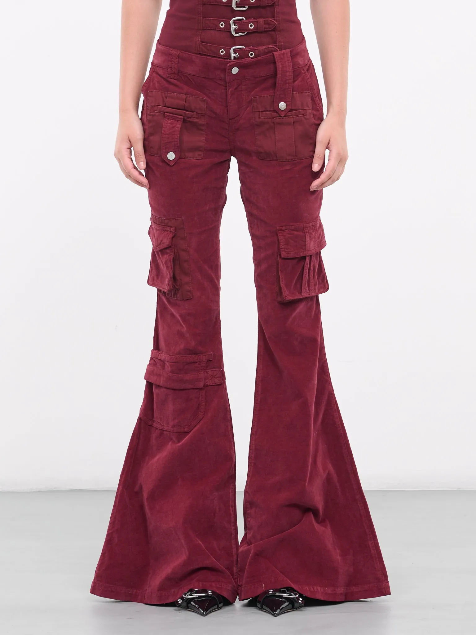 Velvet Flared Trousers (4P024A-N0745-PORT-ROYALE)