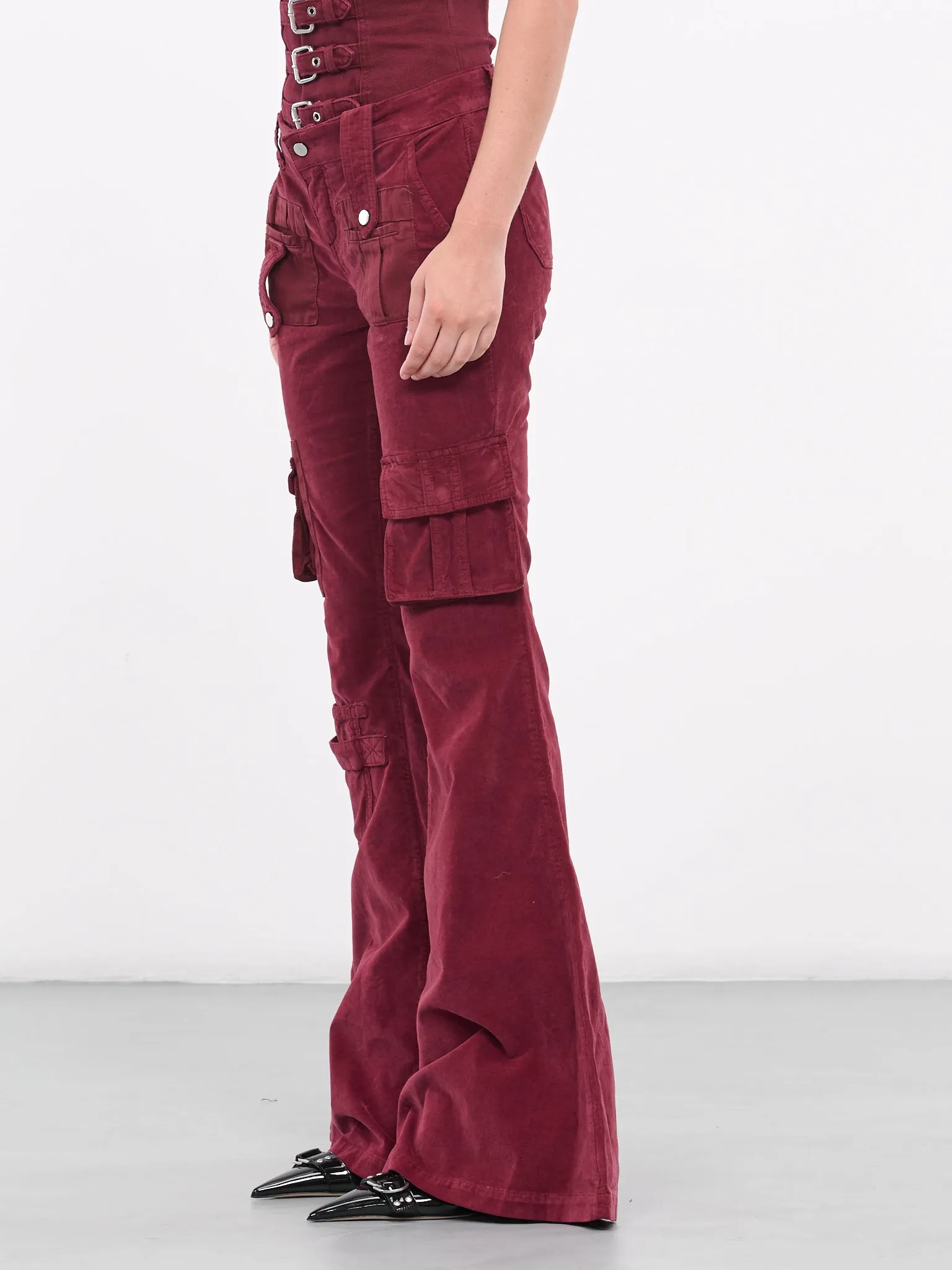 Velvet Flared Trousers (4P024A-N0745-PORT-ROYALE)