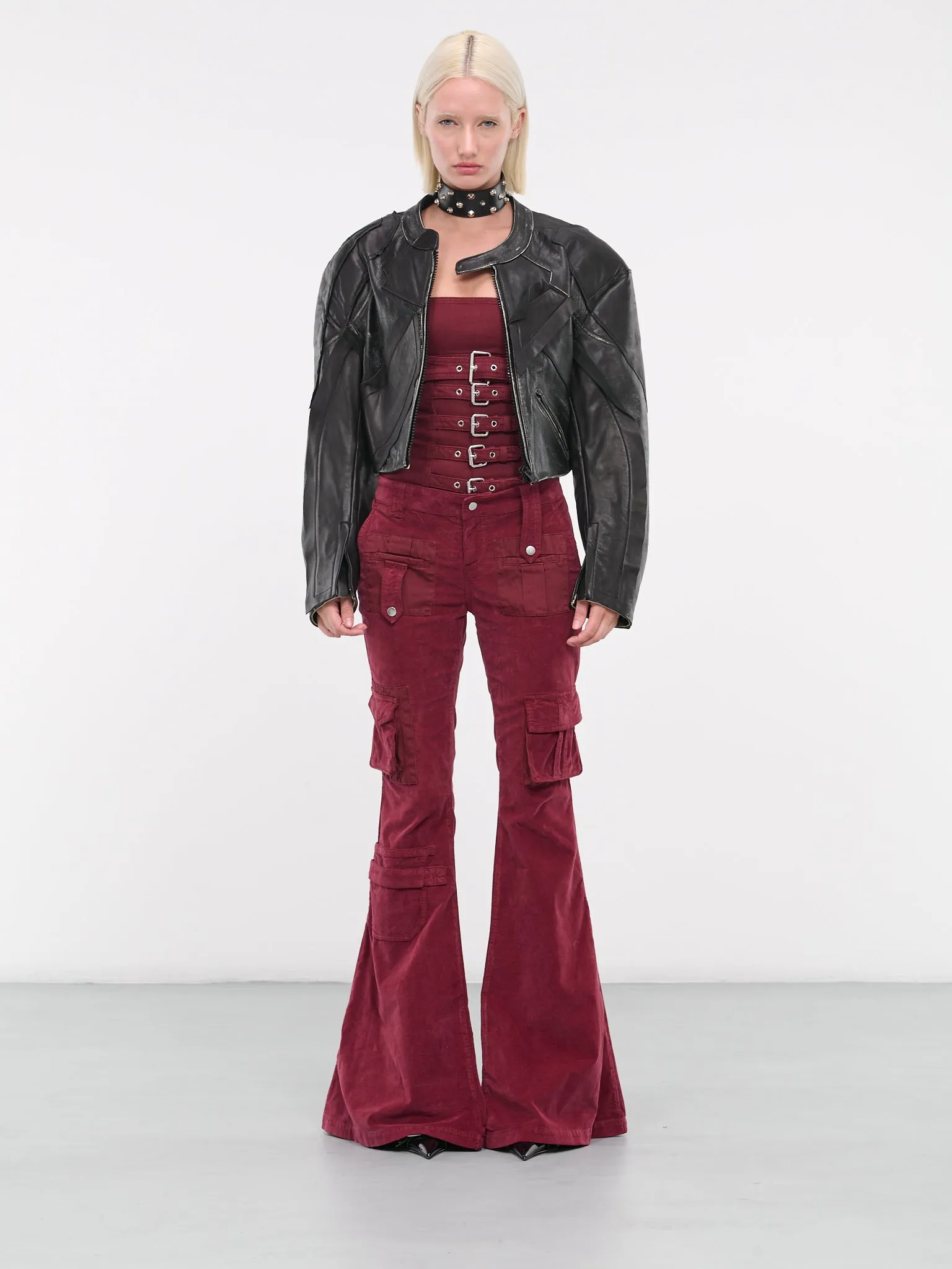 Velvet Flared Trousers (4P024A-N0745-PORT-ROYALE)