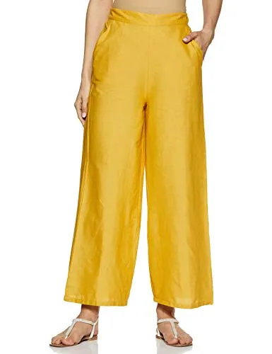 W for Woman Women's Flared Pants (19FEW60234-211529_Yellow_12)