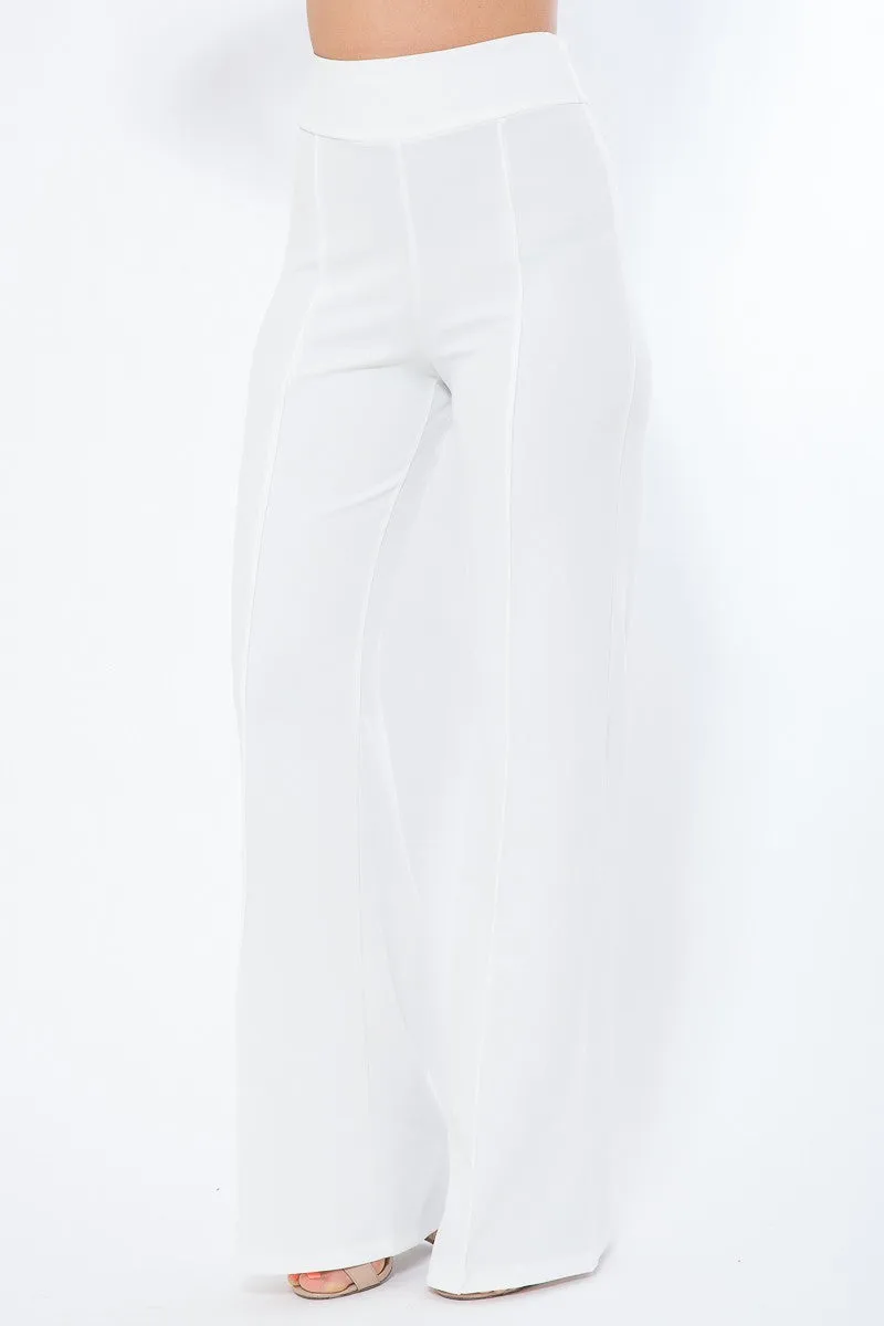 White Women's Perfect Fit Flared Design Solid Pants