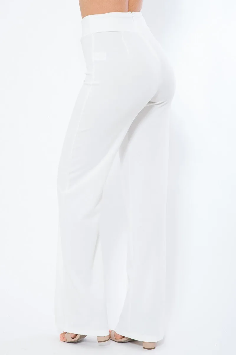 White Women's Perfect Fit Flared Design Solid Pants