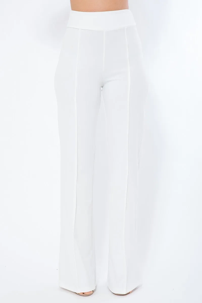 White Women's Perfect Fit Flared Design Solid Pants