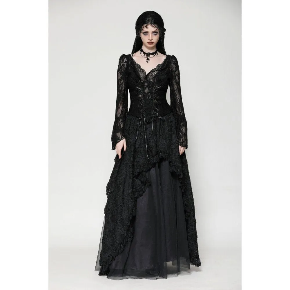 Women's Gothic Lace Lace-up Long Sleeved Shirt