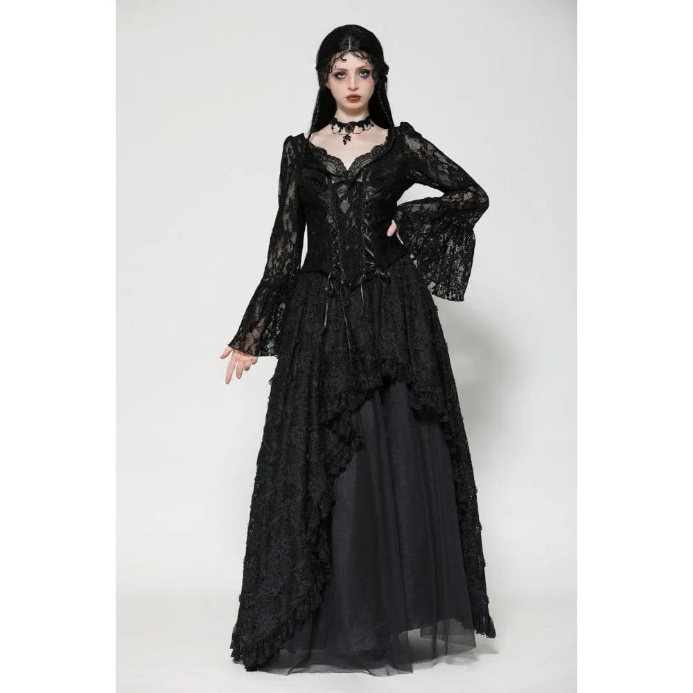 Women's Gothic Lace Lace-up Long Sleeved Shirt