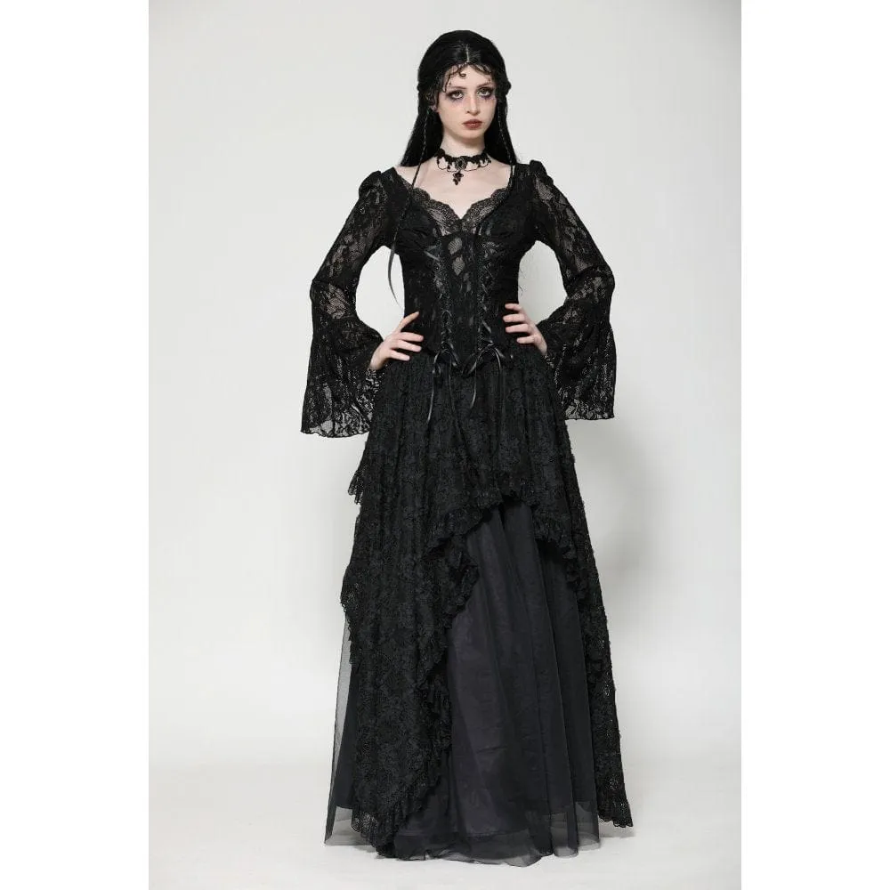 Women's Gothic Lace Lace-up Long Sleeved Shirt