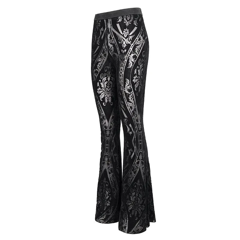 Women's Gothic Totem Printed Sheer Flared Pants