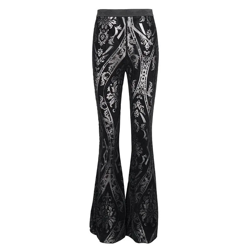 Women's Gothic Totem Printed Sheer Flared Pants