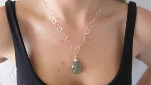 Wrapped Labradorite on Silver Chain