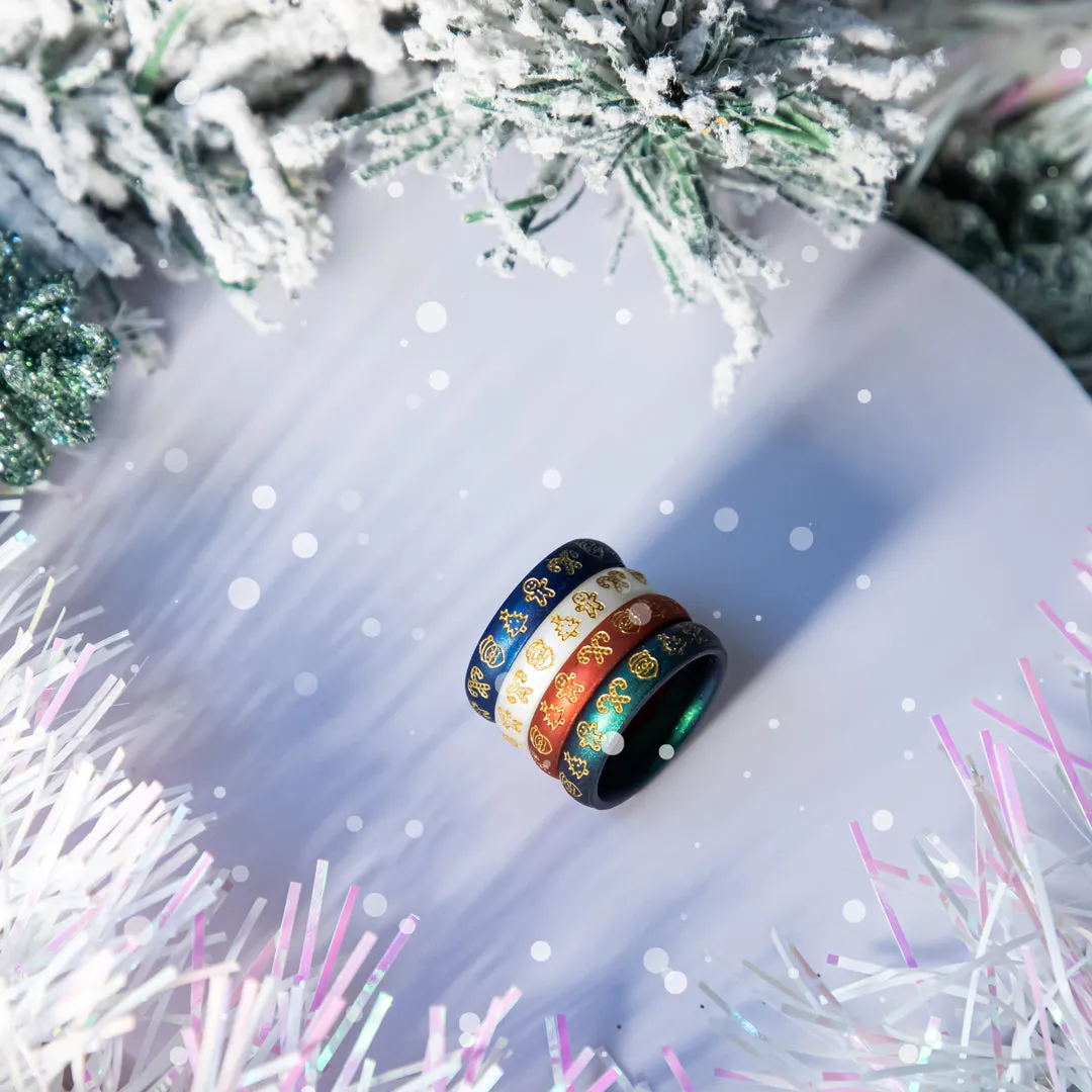 Xmas Motifs Silicone Ring - Engraved Arc 4mm