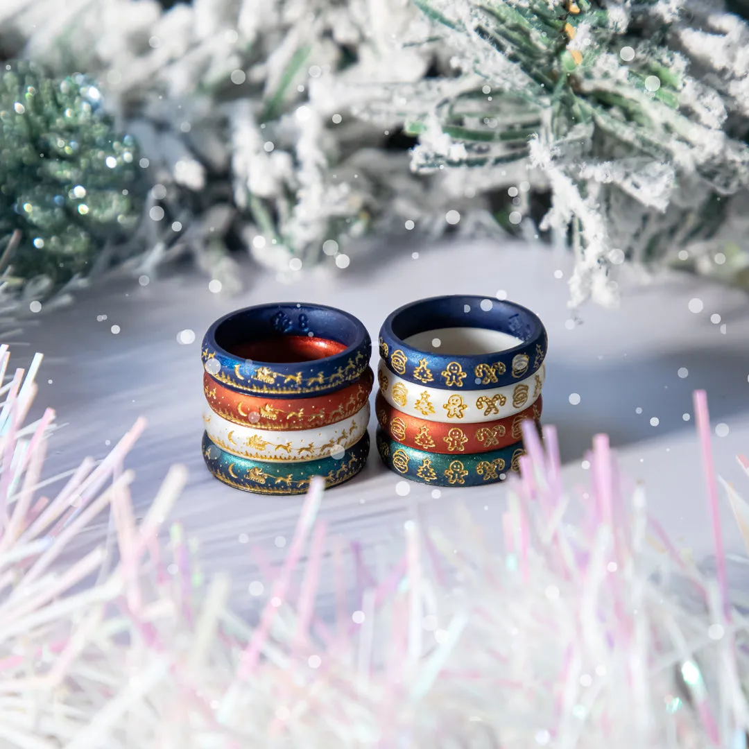 Xmas Motifs Silicone Ring - Engraved Arc 4mm