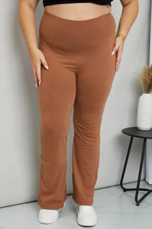 Zenana Keep It Up Full Size Flare Pants in Deep Camel